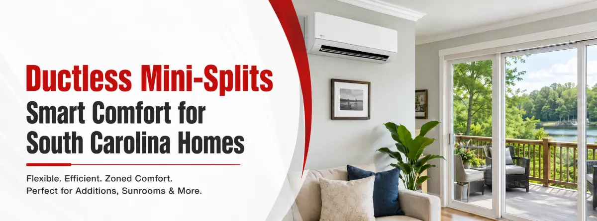 Ductless mini-split cooling a finished sunroom in Columbia, South Carolina