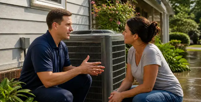HVAC maintenance service on outdoor cooling equipment in the Midlands of South Carolina