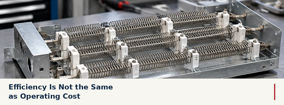 Close view of an electric furnace heating-element assembly during a power-isolated inspection