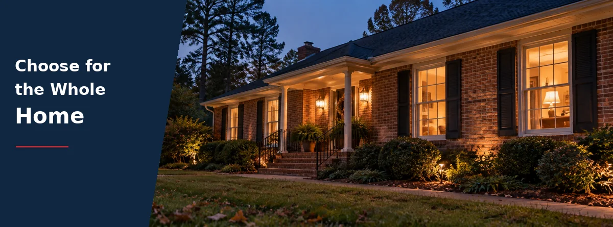  South Carolina home with warm windows on a cool fall evening