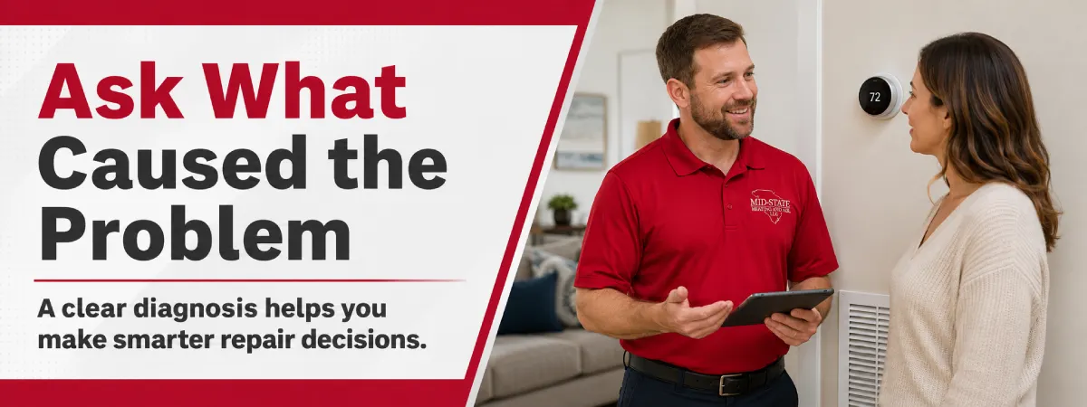 HVAC technician reviewing thermostat and airflow concerns with a South Carolina homeowner