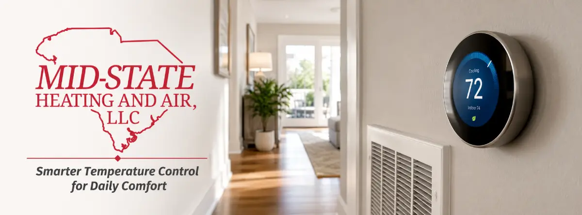 Smart thermostat helping manage home heating and cooling